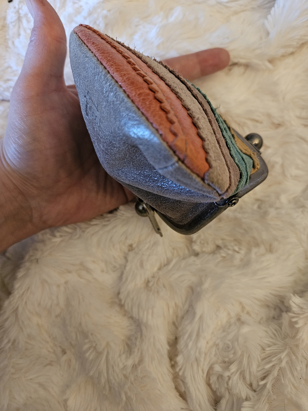 Fossil✨️Striped Suede Coin Purse - Picture 6 of 7